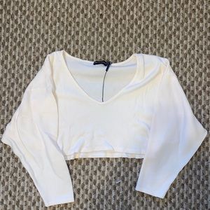 PrettyLittleThing ribbed long sleeve crop top